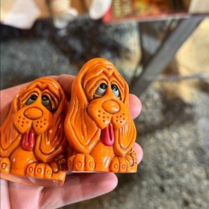 Charming Orange Dog Figurine Pair